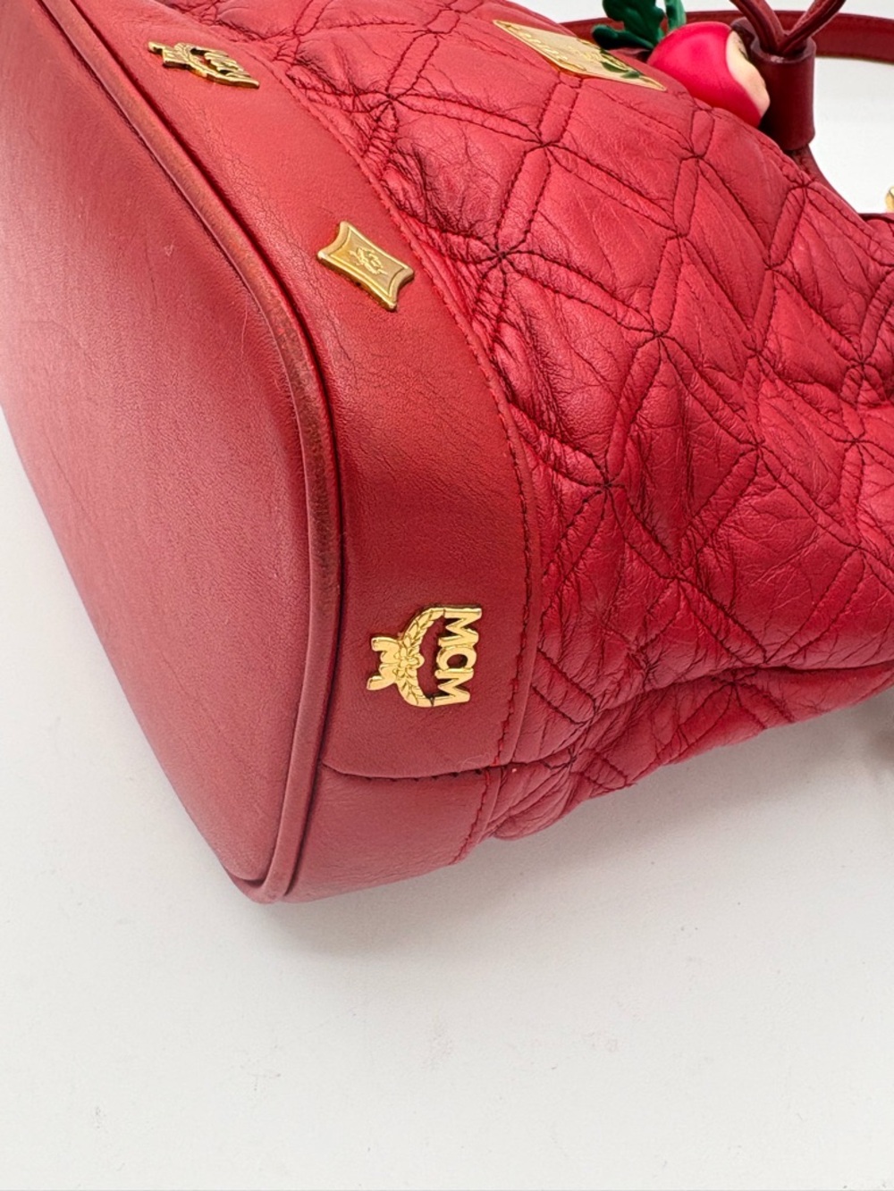 MCM Mini Bucket Leather Bag Studded Crossbody Bag - Picture 9 of 16
